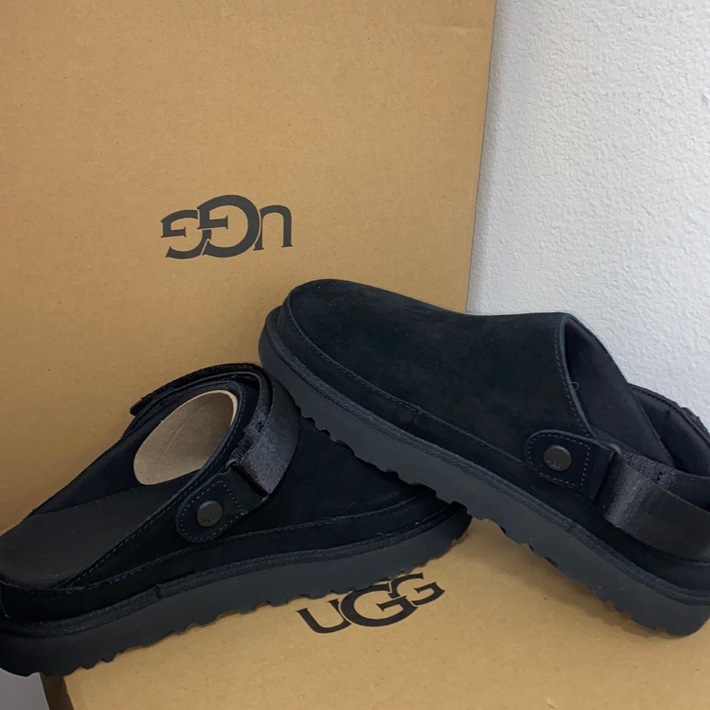 UGG Black Suede Slip-On Clog
